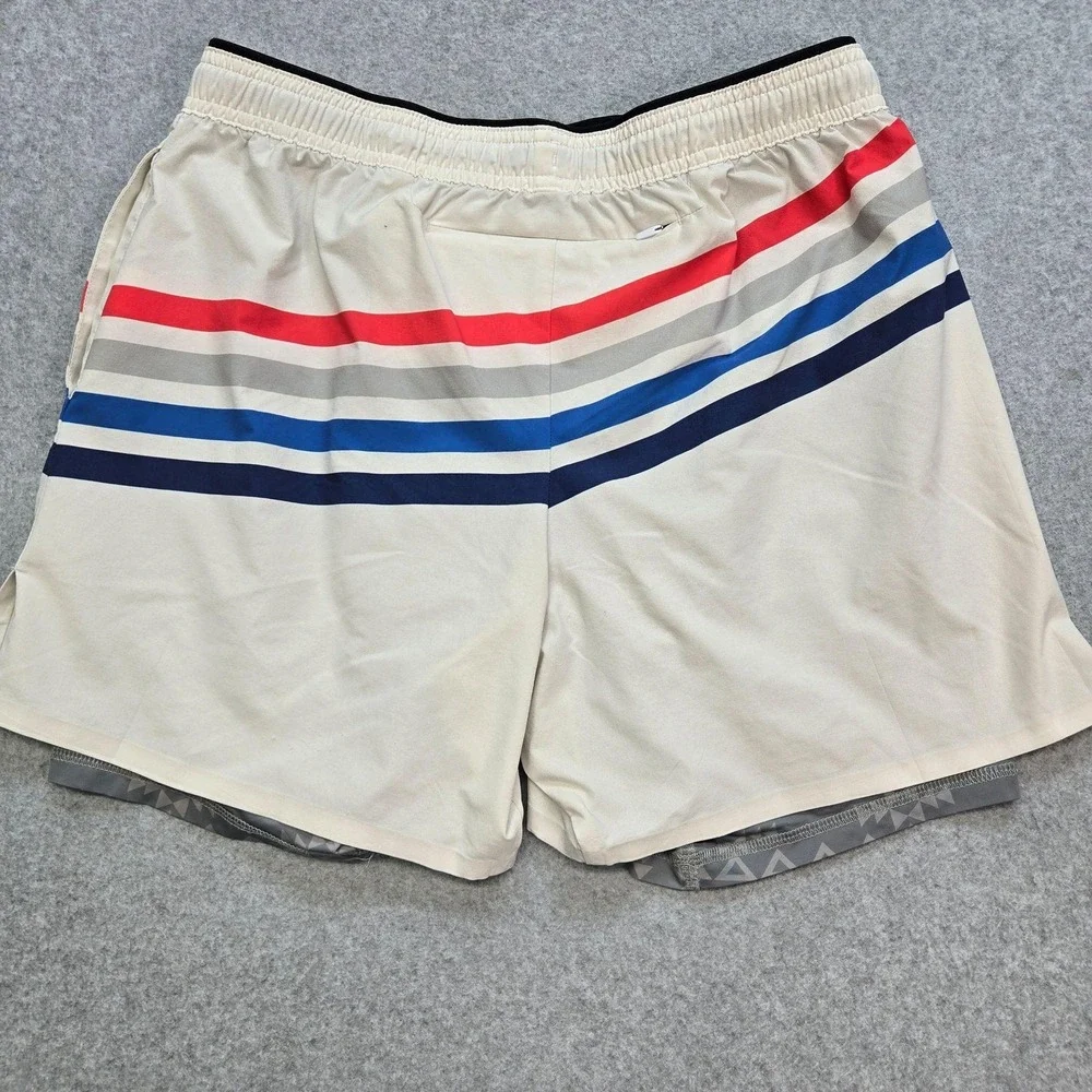 Chubbies Shorts Mens M Multicolor Stripe Drawstring Elastic Waist Athletic Liner